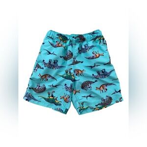 Hanna Andersson Size 130, 8, Teal Dinosaur Print Swim Trunks